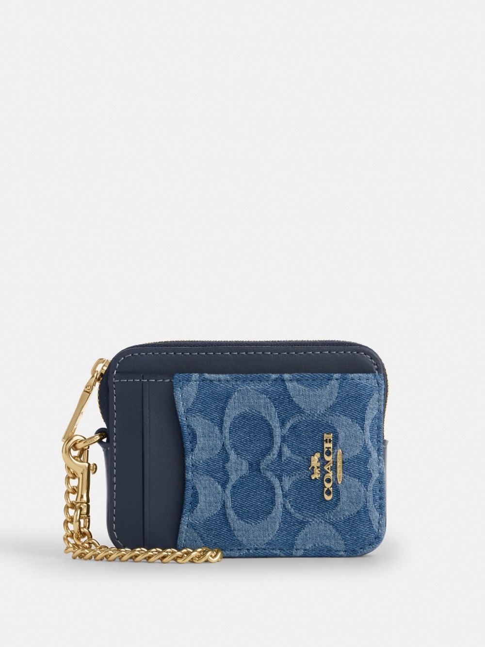 Coach Outlet Zip Card Case In Signature Denim